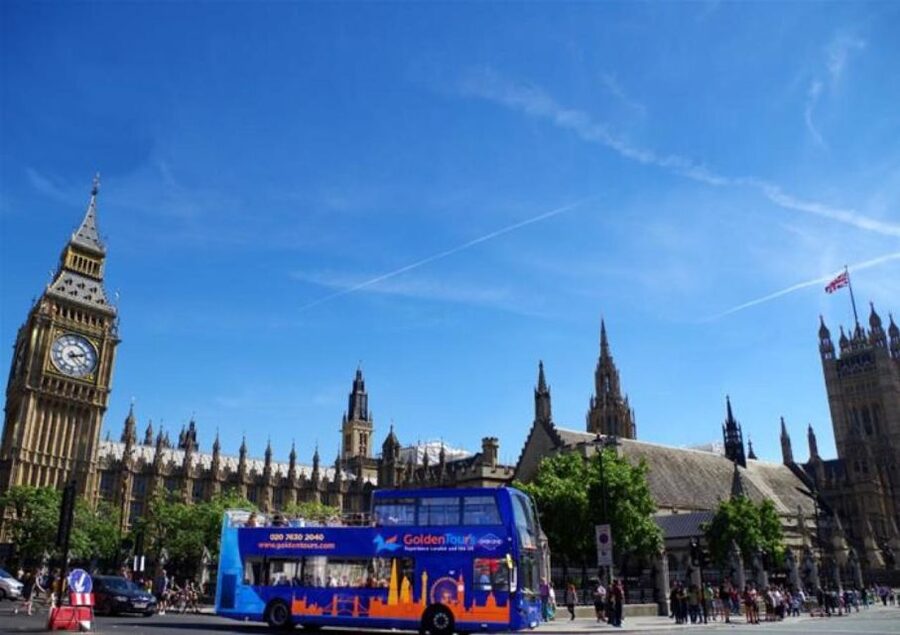 Hop-on Hop-off London Bus Tour & The London Eye - Riding the bus past Buckingham Palace and Big Ben