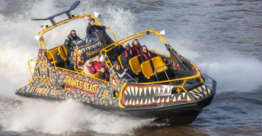 London: 40-Minute Thames Beast Jetboat Tour - The opening views: The Shard, HMS Belfast, and Tower Bridge