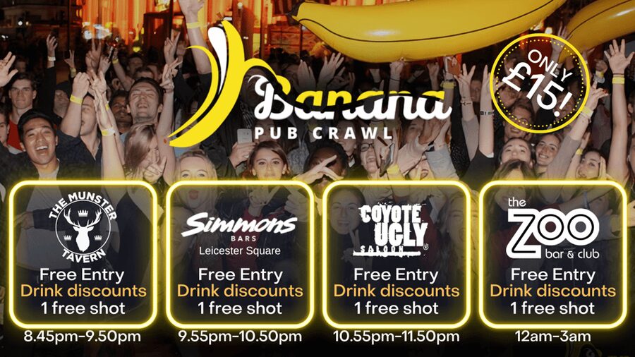 London : Central London Bar Crawl with discounts on drinks - Starting at Simmons Bar in Piccadilly Circus