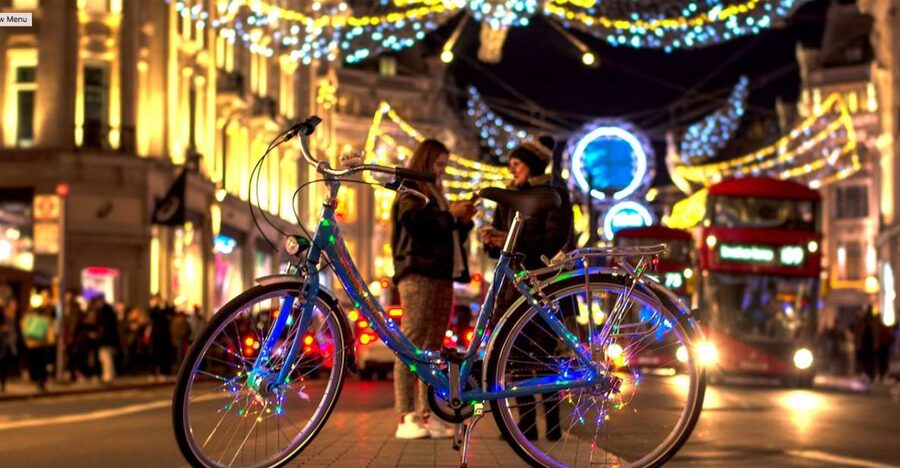 London Christmas Lights Bike Tour - Sloane Square and the shop windows of Bond Street