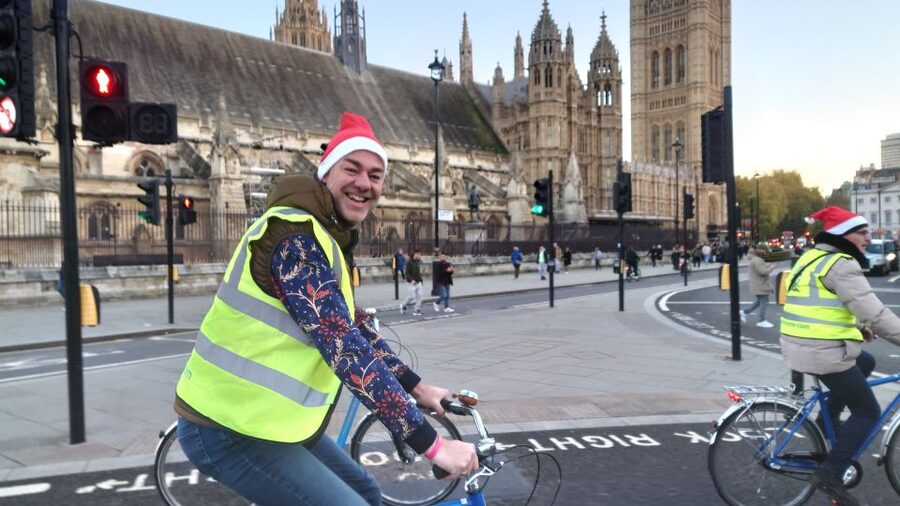 London Christmas Lights Bike Tour - Oxford Street and Regent Street, the crowded section