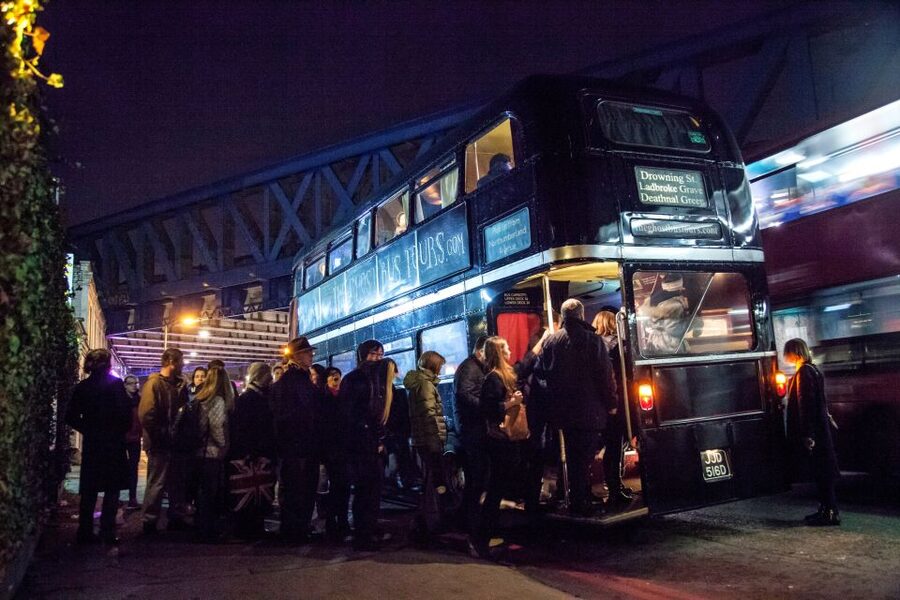 London: Comedy Horror Ghost Tour on a Bus - Across the river toward London Bridge and the Tower