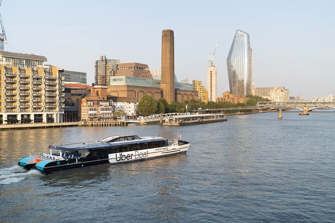 London: Uber Boat - Single Journey River Thames Cruise - The City of London, The Shard, and HMS Belfast