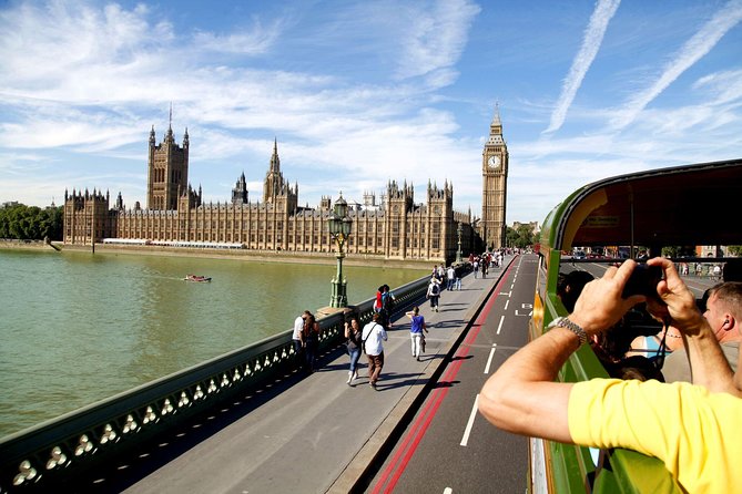 London Vintage Bus Tour Including River Thames Cruise with Optional Lunch - Westminster Abbey, Parliament, and Big Ben from the road