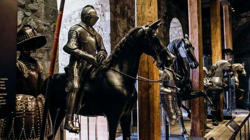 Tower of London Tour with Crown Jewels, plus River Cruise - The White Tower and its armor displays